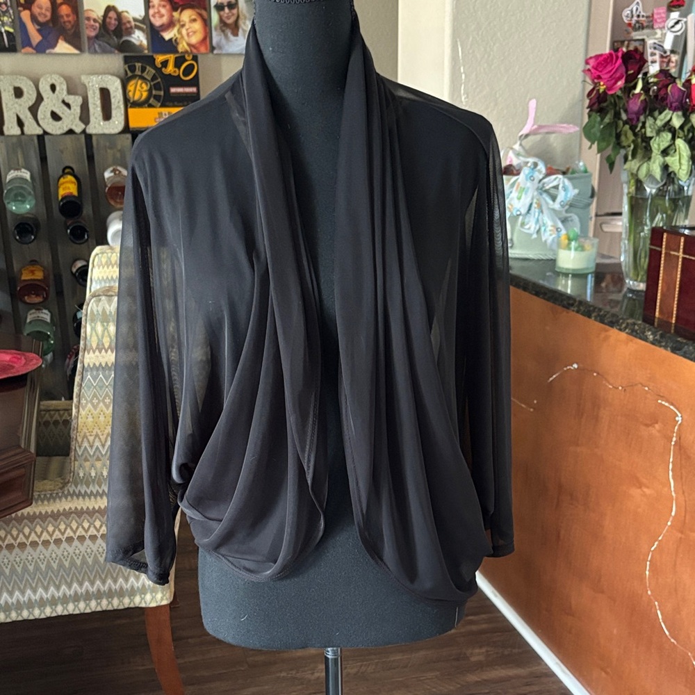 Elegant Black Sheer Cardigan